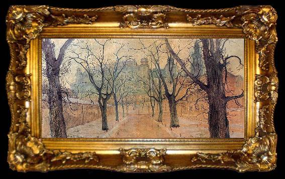 framed  Stanislaw Wyspianski Planty Park at Dawn,, ta009-2